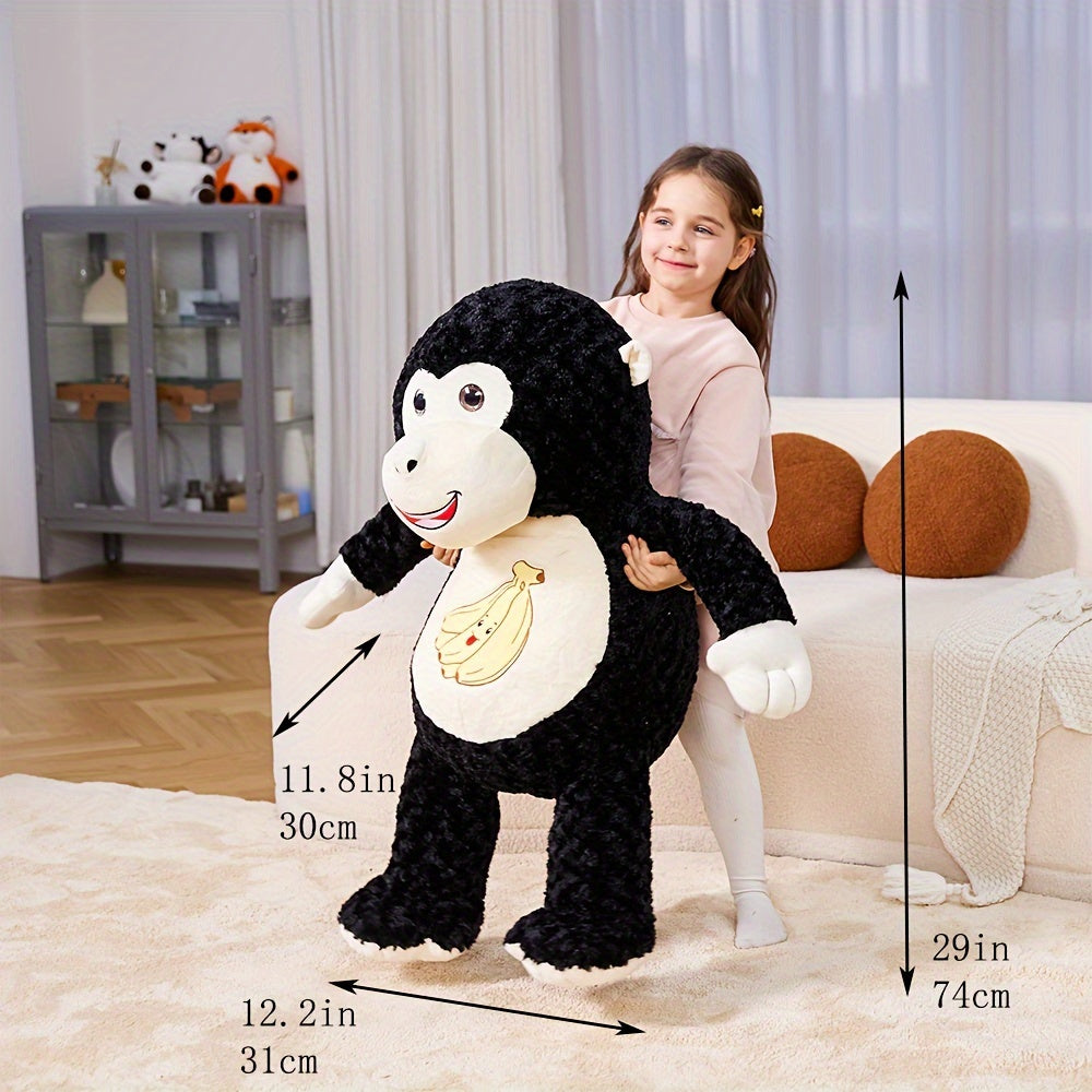 IKASA Jumbo Monkey Plush Toy - Oversized, Soft & Cuddly Stuffed Animal, Perfect Gift for Youngsters and Adults, Black Polyester Fabric, Ideal for Birthday, Christmas, Halloween, Thanksgiving, New Year's, Valentine's Day