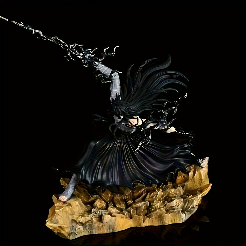 Anime Action Figure with Sword - Dynamic Bandaged Upper Body & Dark Hairstyle - Stable Base for Display - Perfect for Halloween, Christmas Decor, Anime Collections - PVC Collectible Figurine - Ideal Gift for Anime Fans, Anime Figurine