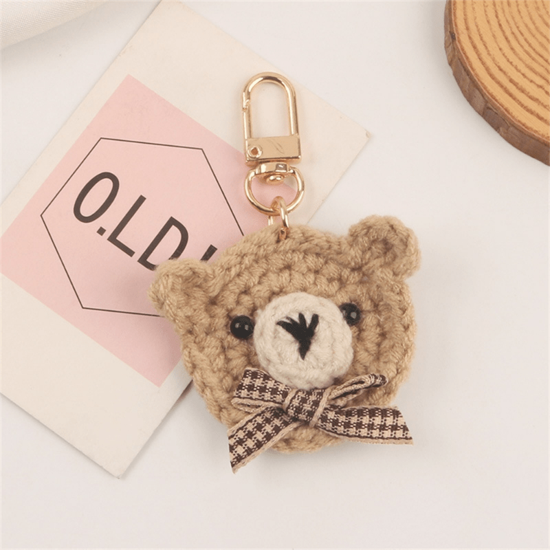 Weaving Bear Keychain Cute Animal Key Ring Purse Bag Backpack Car Charm Earbud Case Accessory Women Girls Gift Wedding Party Gifts