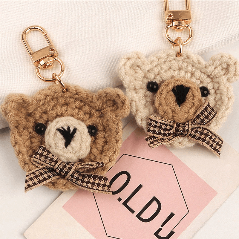 Weaving Bear Keychain Cute Animal Key Ring Purse Bag Backpack Car Charm Earbud Case Accessory Women Girls Gift Wedding Party Gifts
