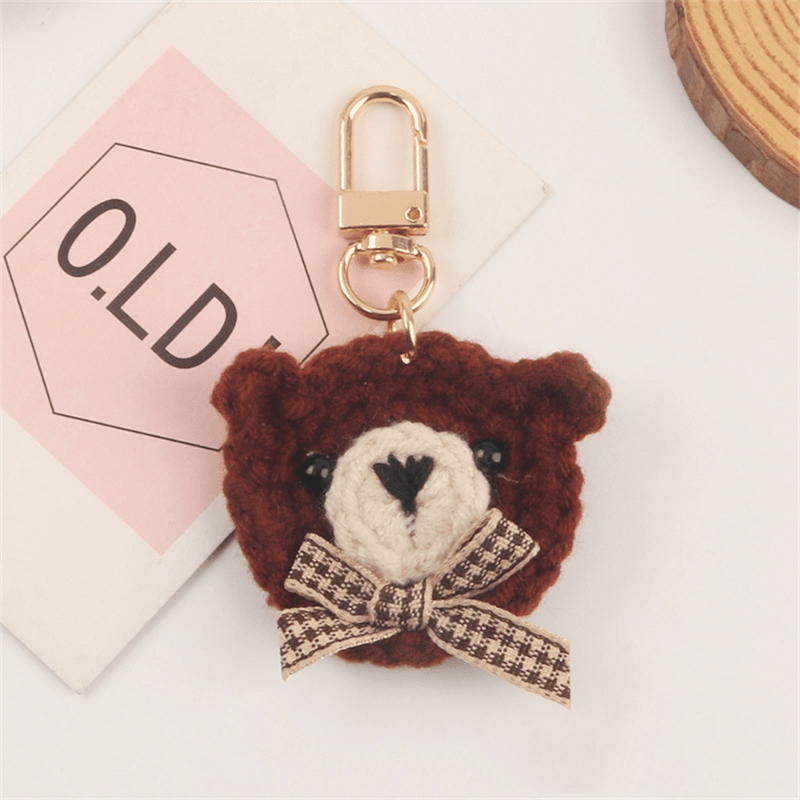 Weaving Bear Keychain Cute Animal Key Ring Purse Bag Backpack Car Charm Earbud Case Accessory Women Girls Gift Wedding Party Gifts
