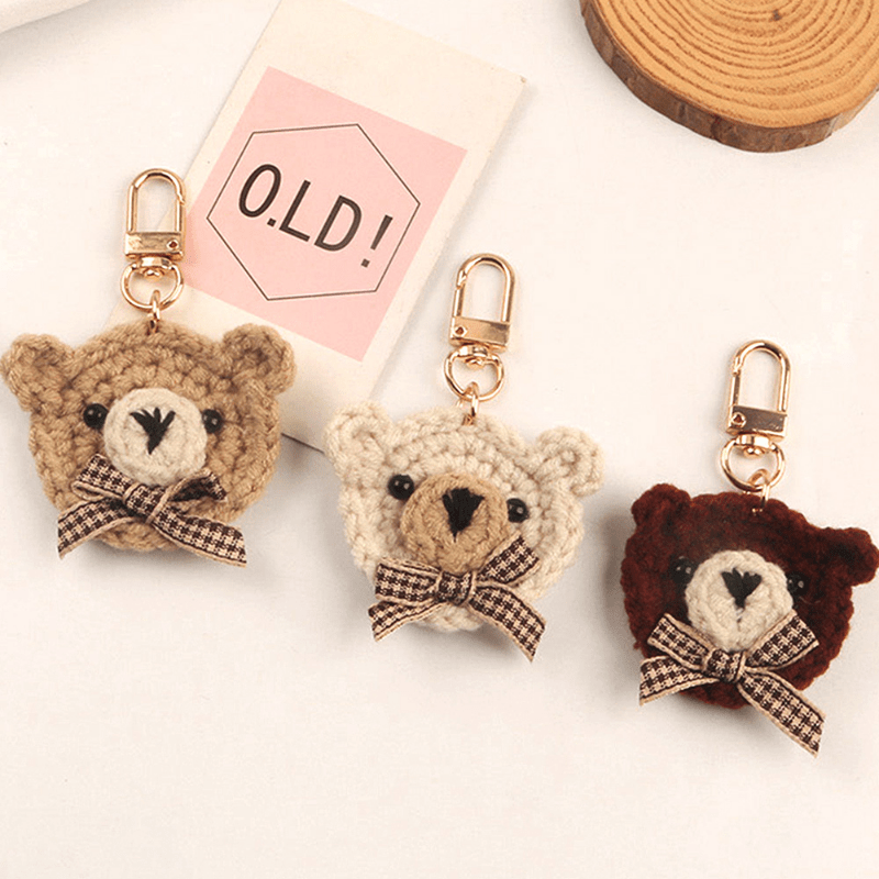 Weaving Bear Keychain Cute Animal Key Ring Purse Bag Backpack Car Charm Earbud Case Accessory Women Girls Gift Wedding Party Gifts