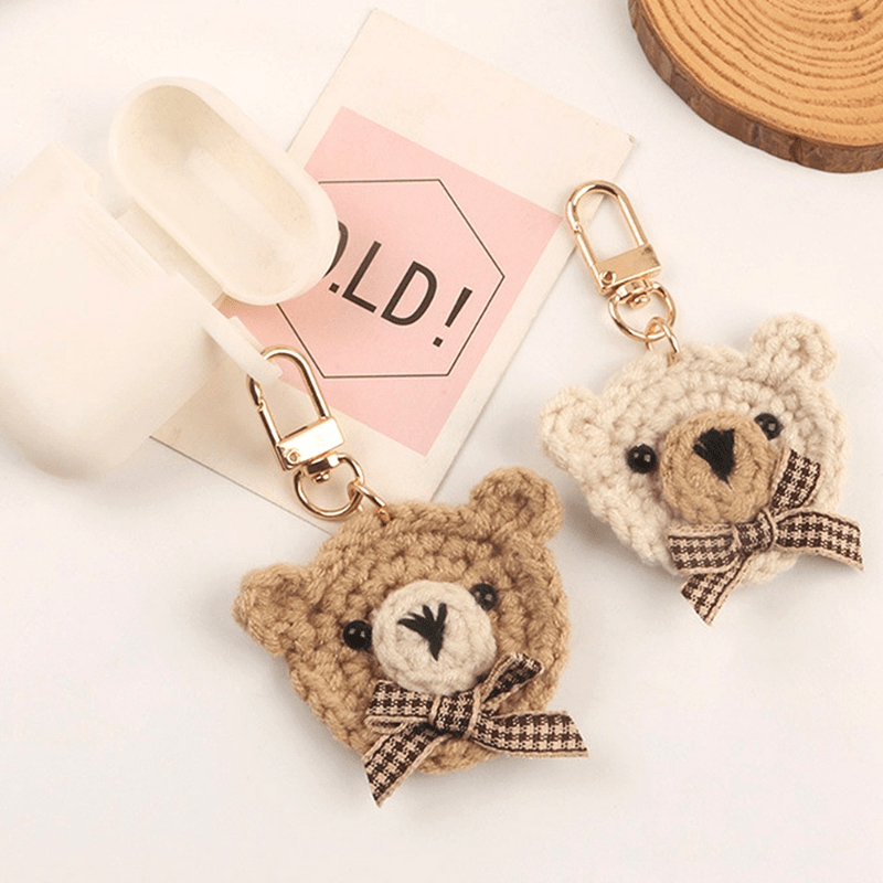 Weaving Bear Keychain Cute Animal Key Ring Purse Bag Backpack Car Charm Earbud Case Accessory Women Girls Gift Wedding Party Gifts