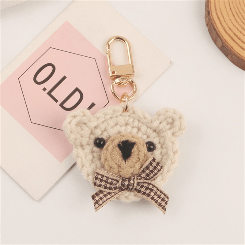 Weaving Bear Keychain Cute Animal Key Ring Purse Bag Backpack Car Charm Earbud Case Accessory Women Girls Gift Wedding Party Gifts