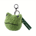 Adorable Green Frog Plush Keychain Wallet – Soft Faux Fur Zippered Pouch for Coins, Earphones & Small Items