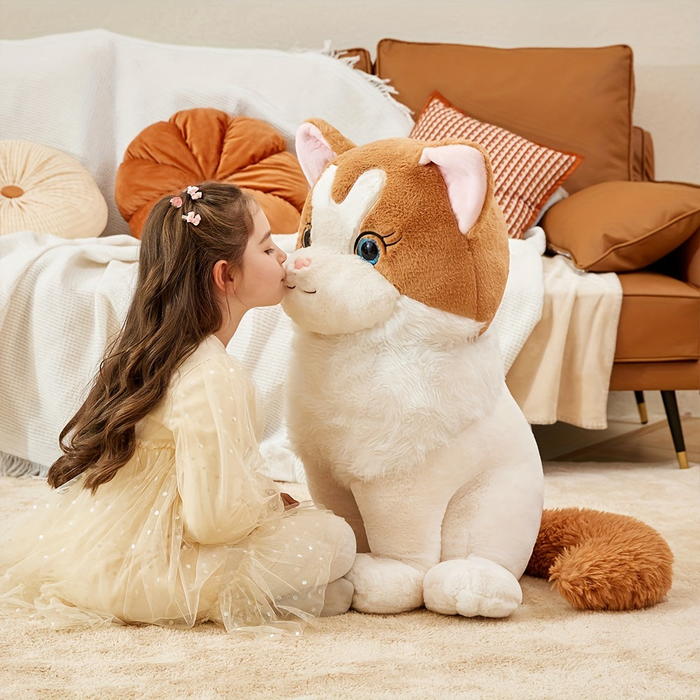 IKASA 23 Inches Giant White Ragdoll Cat Stuffed Animal Plush Toy, Large Big Jumbo Soft Toys, Huge Size Cute Fluffy Plushy Fat Oversized Plushie, Gifts For Kids Girls Boys