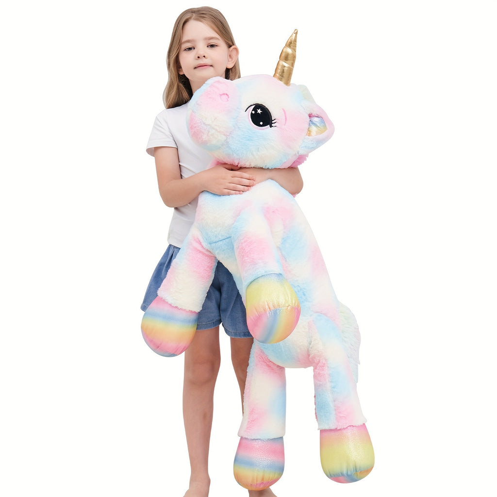 44inch Huge Rainbow Unicorn Squishy Plush Toy, Giant Golden Unicorn Stuffed Animals Soft Cute Unicorn Gift For Kids Boys Girls Girlfriend Birthday Easter