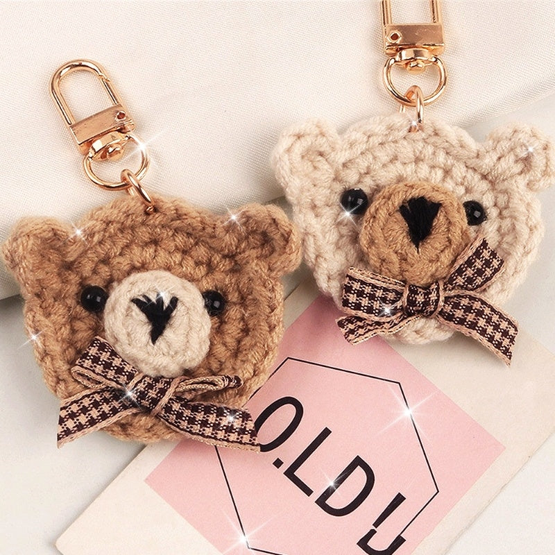 Weaving Bear Keychain Cute Animal Key Ring Purse Bag Backpack Car Charm Earbud Case Accessory Women Girls Gift Wedding Party Gifts