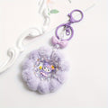 Sanrio for kuromi & for My Melody Plush Keychain - Cute Round Ring Design with Pink & White Beads