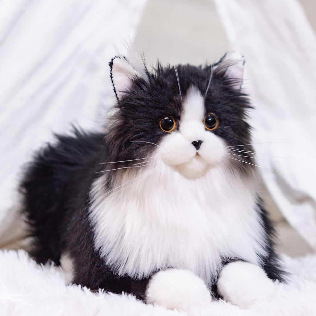 3lb Handmade Plush Tuxedo Cat - Realistic Chongker Stuffed Animal with Black & White Fur, Expressive Eyes, and Soft Paws - Perfect Gift for Cat Lovers, Includes Gift Box & Card, Cozy Home Accent | Realistic Plush Cat | Handcrafted Plush, Cat Gifts