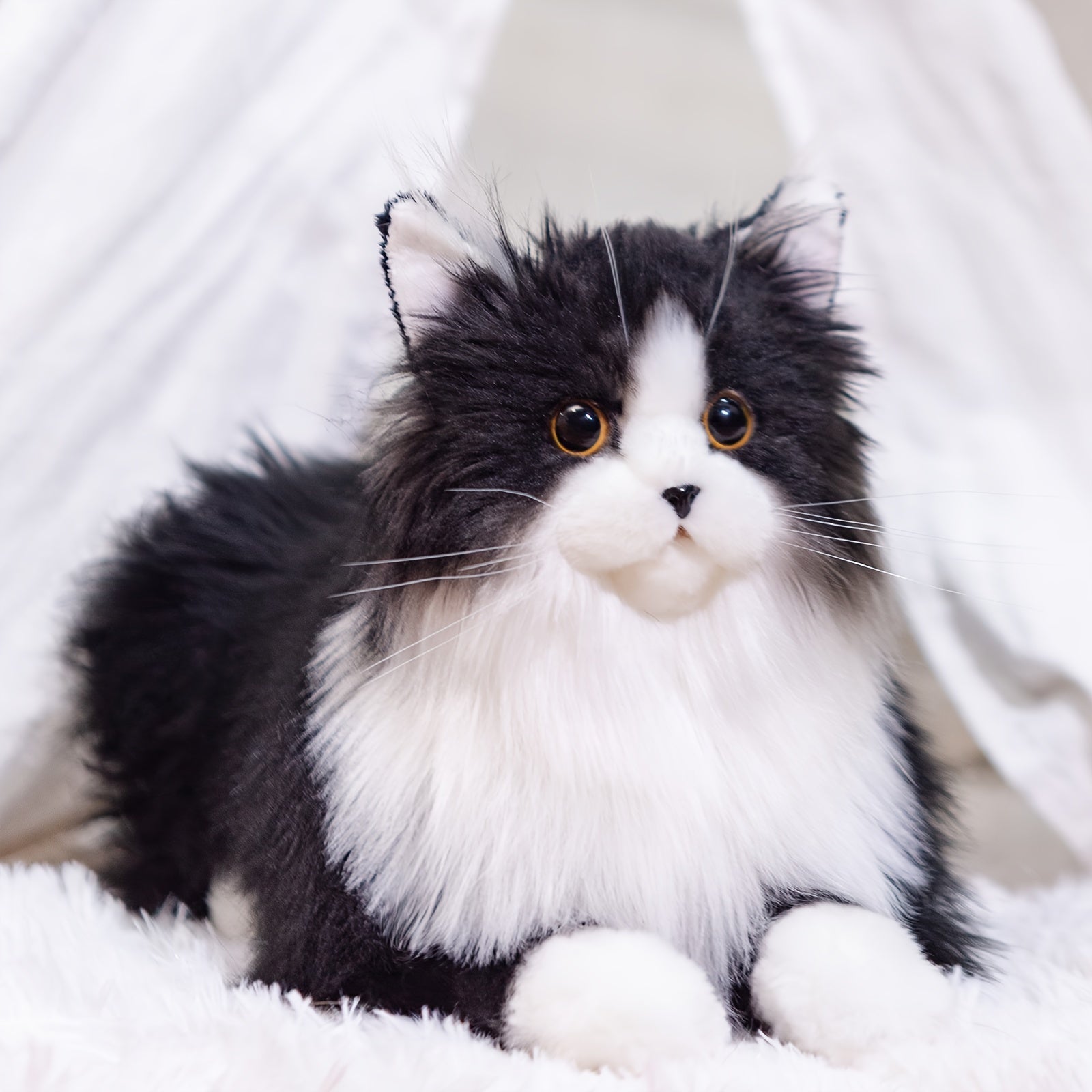 3lb Handmade Plush Tuxedo Cat - Realistic Chongker Stuffed Animal with Black & White Fur, Expressive Eyes, and Soft Paws - Perfect Gift for Cat Lovers, Includes Gift Box & Card, Cozy Home Accent | Realistic Plush Cat | Handcrafted Plush, Cat Gifts