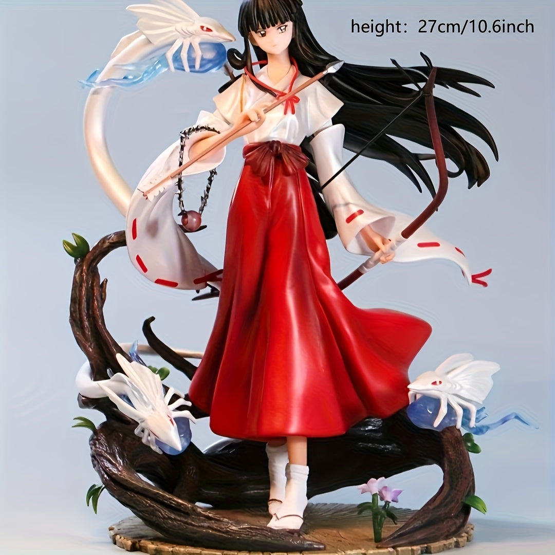 GK Fire Phoenix & Kikyou Maiden Statue - Vibrant PVC Model with Long Black Hair, Red Dress & White Crane, Ideal for Easter & Holiday Gifts, Festive Decoration|Ethereal Design|Pvc Craftsmanship, Anime Collectibles
