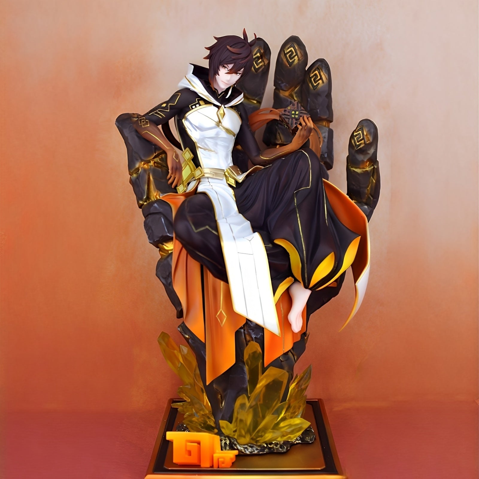 Large Scale Anime Figure Collectible - Giant Hand Throne Design, Detailed Armor & Weaponry, Dynamic Pose with Golden Accents, High-Quality Collectible Toy for Display, Anime Figurine, Collectible Display, Intricate Craftsmanship, Detailed Craftsmanship