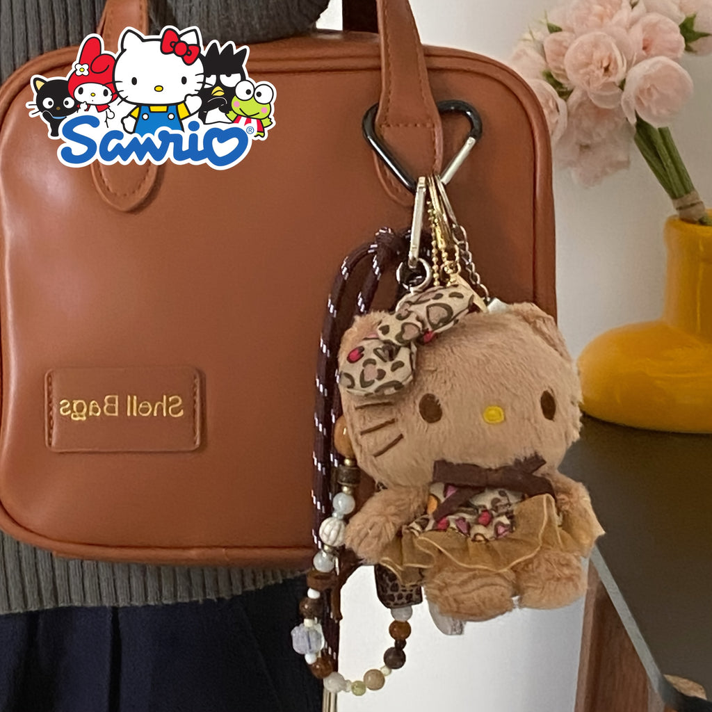 1pc for hello kitty Leopard Print Keychain - Cute Plush Bag Charm, Car Key Pendant, Braided Cord Doll Accessory