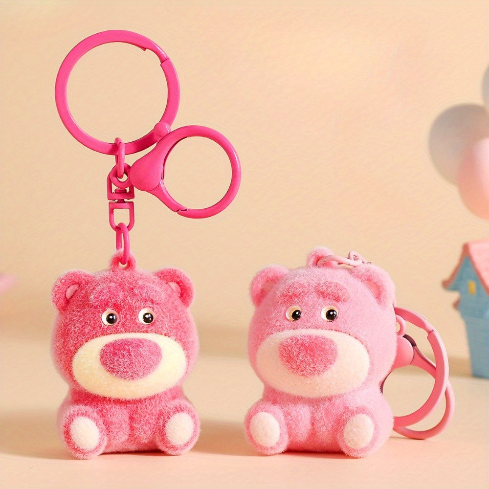 Disney Cute Cartoon Strawberry Bear Keychain Bag Decoration Creative Gift Women'S Keychain