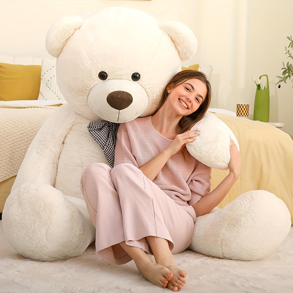 MaoGoLan Giant White Teddy Bear Stuffed Animal 6 Feet, Soft Cuddly Smiling Face Big Life Size Valentines Teddy Bear Plush Gift for Boyfriend Girlfriend, Brithday