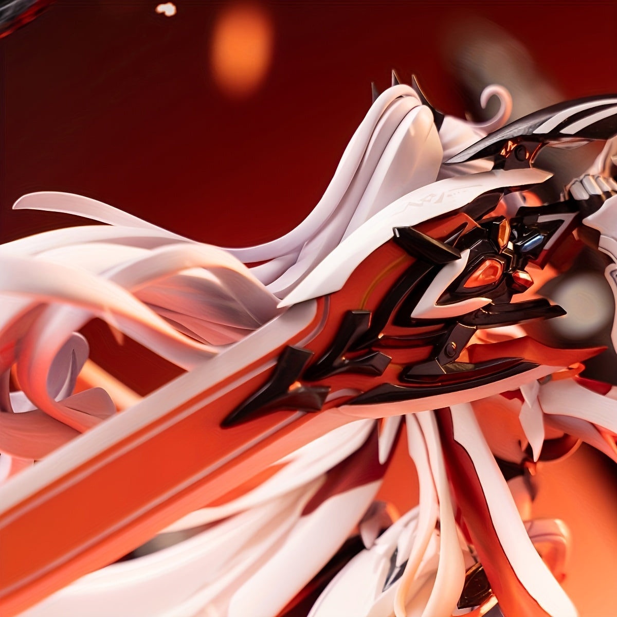 Dynamic PVC Sword-Wielding Character Figure - Intricate Home Decor & Car Ornament, White Hair & Red Flame Design, Perfect for Collectors, Birthdays, and Holiday Gifts, Car Figurine Decor