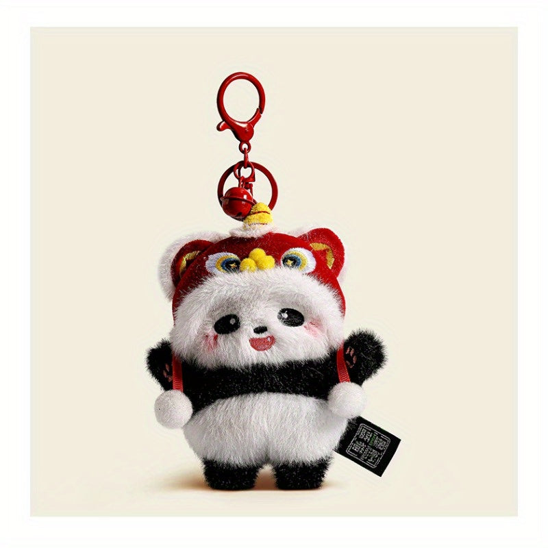 Cute Plush Panda Plush Keychain & Bag Charm - Soft Fluffy Ears & Expressive Eyes, Snap Hook Closure