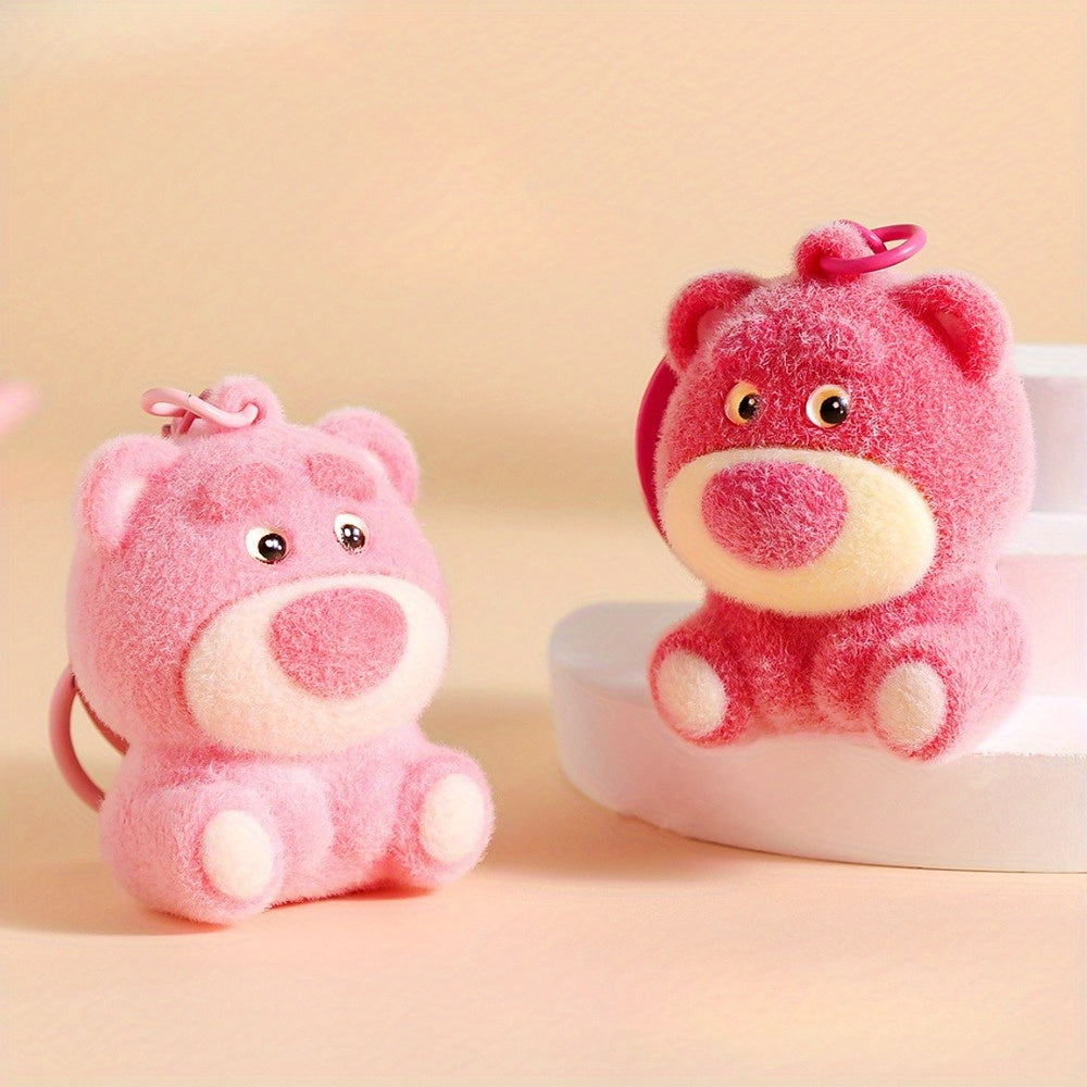 Disney Cute Cartoon Strawberry Bear Keychain Bag Decoration Creative Gift Women'S Keychain