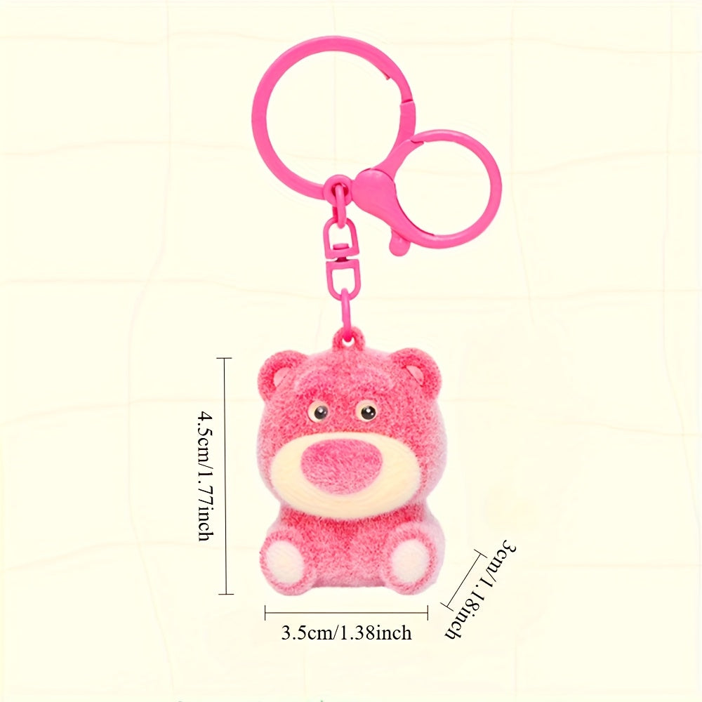 Disney Cute Cartoon Strawberry Bear Keychain Bag Decoration Creative Gift Women'S Keychain