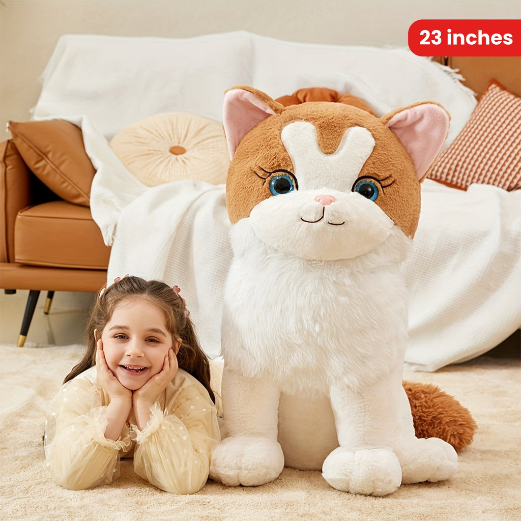 IKASA 23 Inches Giant White Ragdoll Cat Stuffed Animal Plush Toy, Large Big Jumbo Soft Toys, Huge Size Cute Fluffy Plushy Fat Oversized Plushie, Gifts For Kids Girls Boys
