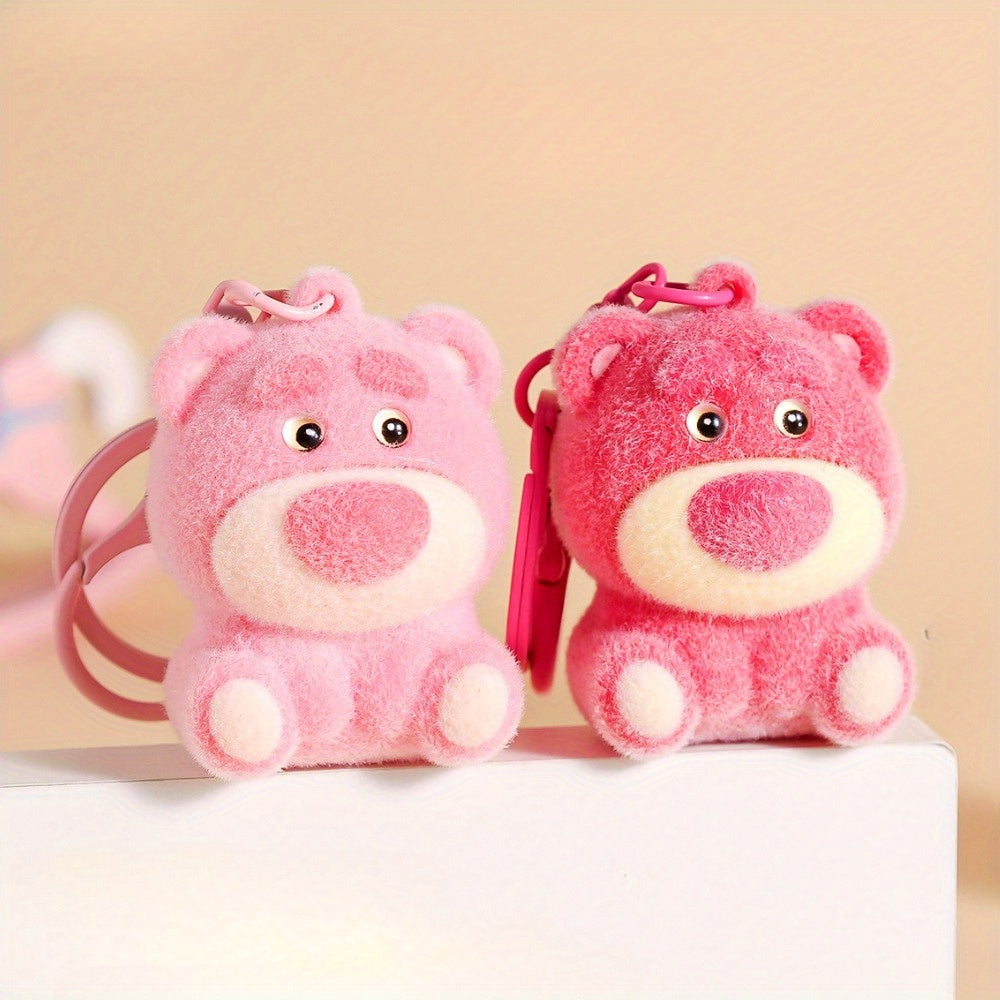 Disney Cute Cartoon Strawberry Bear Keychain Bag Decoration Creative Gift Women'S Keychain