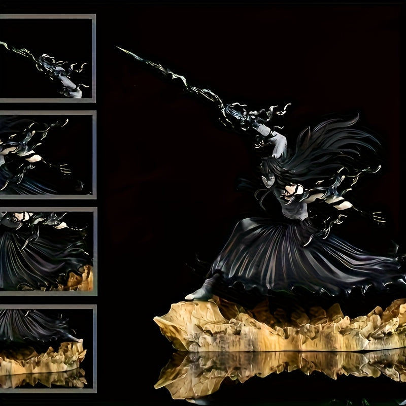 Anime Action Figure with Sword - Dynamic Bandaged Upper Body & Dark Hairstyle - Stable Base for Display - Perfect for Halloween, Christmas Decor, Anime Collections - PVC Collectible Figurine - Ideal Gift for Anime Fans, Anime Figurine