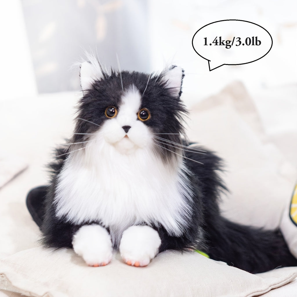 3lb Handmade Plush Tuxedo Cat - Realistic Chongker Stuffed Animal with Black & White Fur, Expressive Eyes, and Soft Paws - Perfect Gift for Cat Lovers, Includes Gift Box & Card, Cozy Home Accent | Realistic Plush Cat | Handcrafted Plush, Cat Gifts