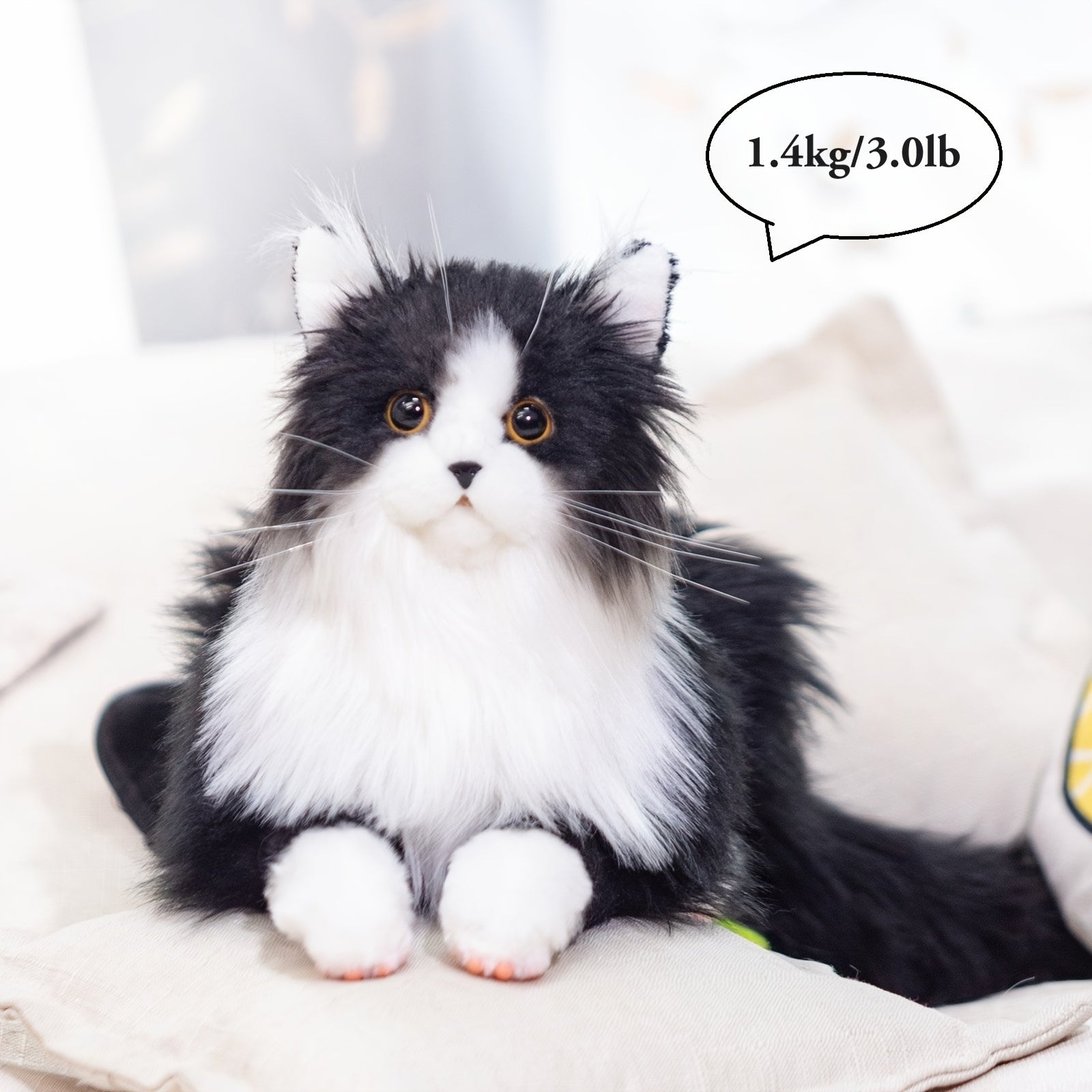 3lb Handmade Plush Tuxedo Cat - Realistic Chongker Stuffed Animal with Black & White Fur, Expressive Eyes, and Soft Paws - Perfect Gift for Cat Lovers, Includes Gift Box & Card, Cozy Home Accent | Realistic Plush Cat | Handcrafted Plush, Cat Gifts