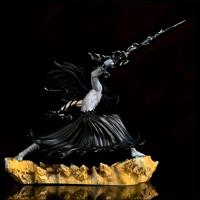 Anime Action Figure with Sword - Dynamic Bandaged Upper Body & Dark Hairstyle - Stable Base for Display - Perfect for Halloween, Christmas Decor, Anime Collections - PVC Collectible Figurine - Ideal Gift for Anime Fans, Anime Figurine
