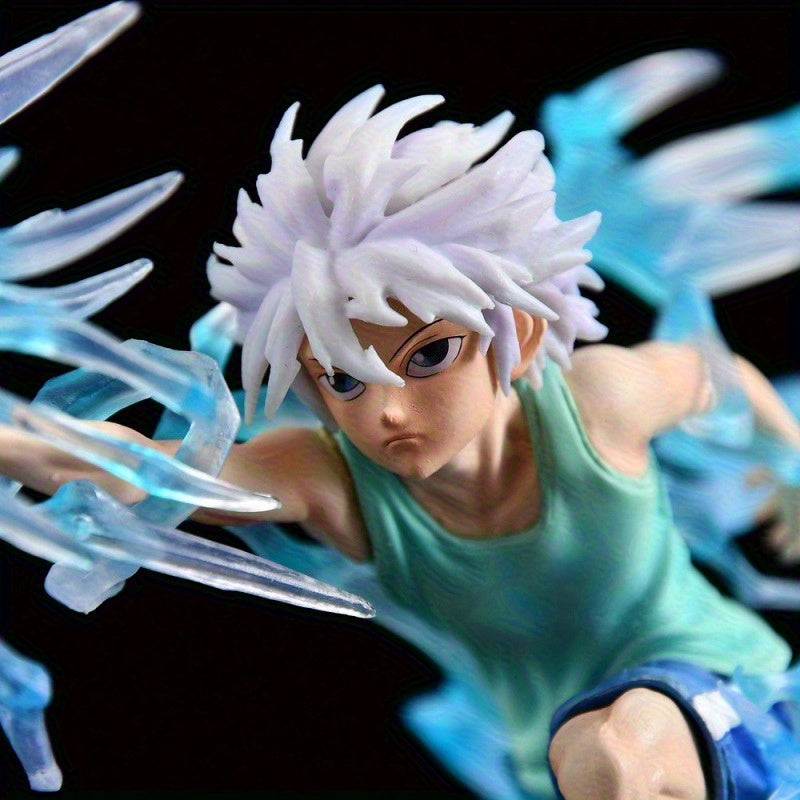 Blue Lightning Thorn Anime Character, White-haired Youth Battle Pose, Exquisite PVC Figure