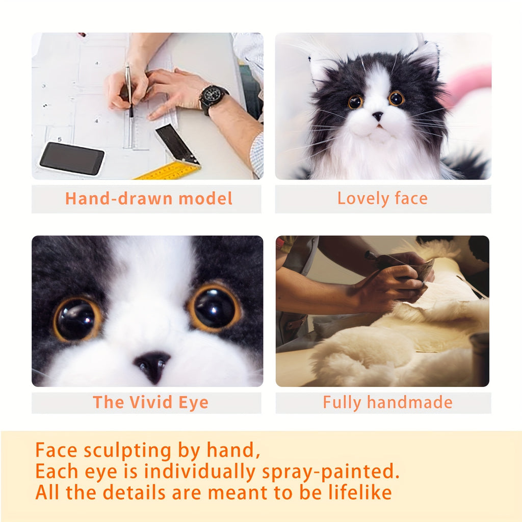 3lb Handmade Plush Tuxedo Cat - Realistic Chongker Stuffed Animal with Black & White Fur, Expressive Eyes, and Soft Paws - Perfect Gift for Cat Lovers, Includes Gift Box & Card, Cozy Home Accent | Realistic Plush Cat | Handcrafted Plush, Cat Gifts