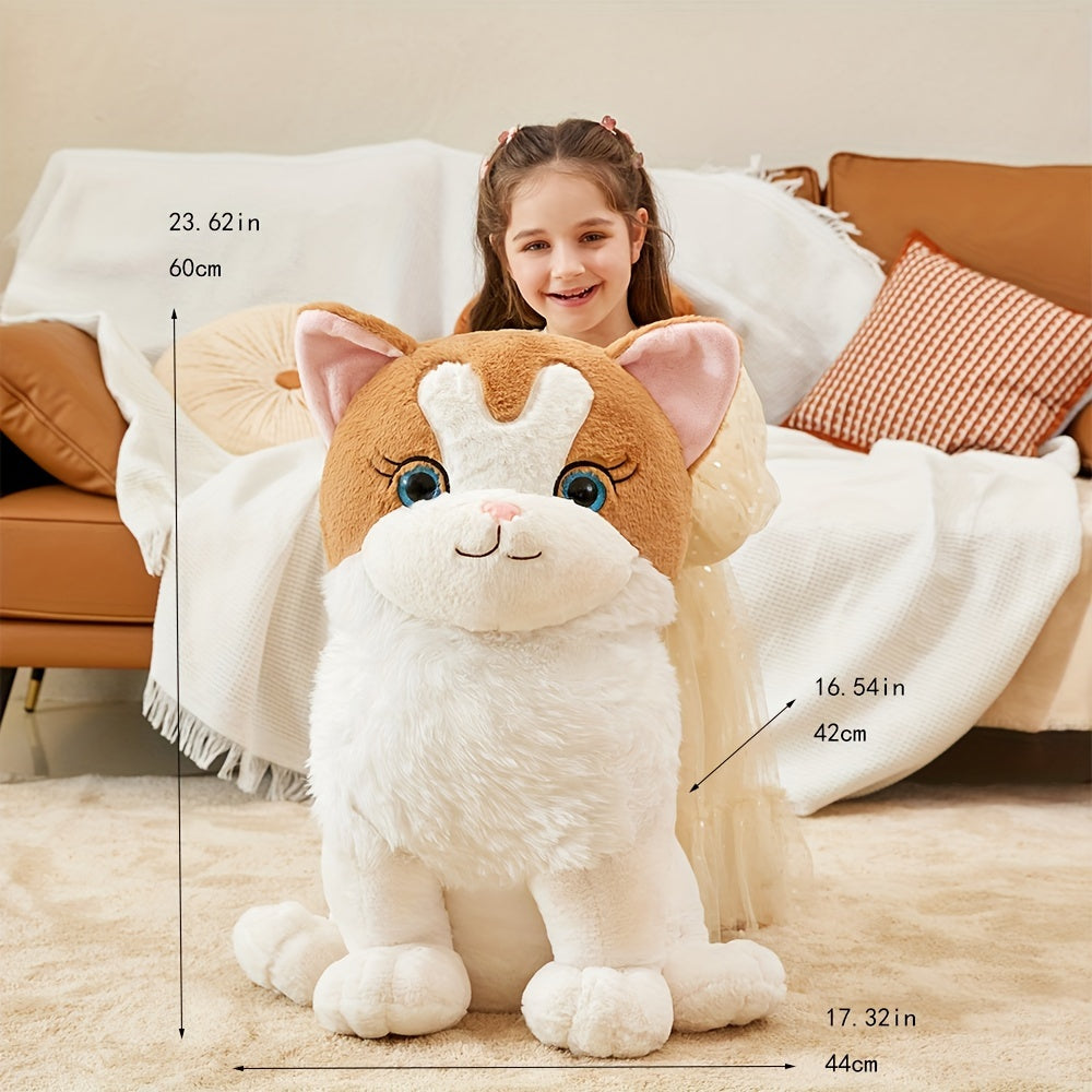 IKASA 23 Inches Giant White Ragdoll Cat Stuffed Animal Plush Toy, Large Big Jumbo Soft Toys, Huge Size Cute Fluffy Plushy Fat Oversized Plushie, Gifts For Kids Girls Boys