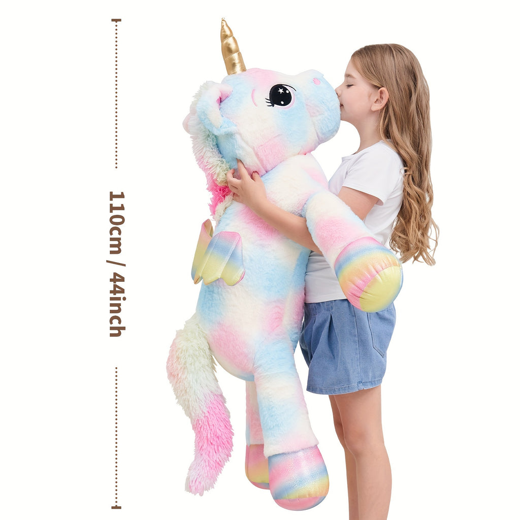 44inch Huge Rainbow Unicorn Squishy Plush Toy, Giant Golden Unicorn Stuffed Animals Soft Cute Unicorn Gift For Kids Boys Girls Girlfriend Birthday Easter