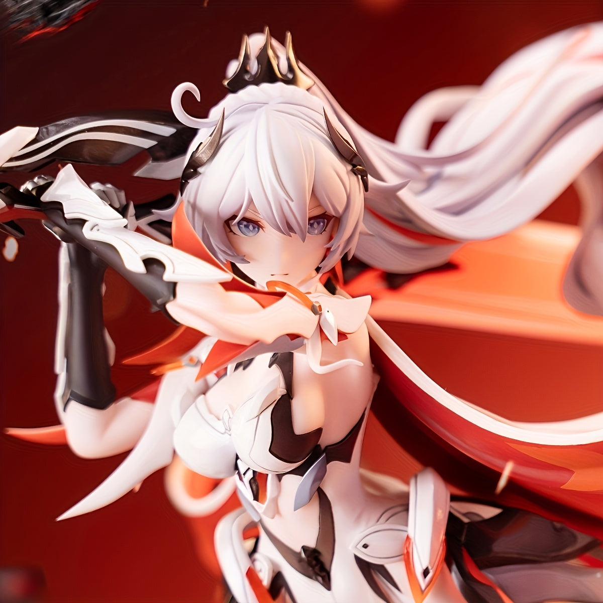 Dynamic PVC Sword-Wielding Character Figure - Intricate Home Decor & Car Ornament, White Hair & Red Flame Design, Perfect for Collectors, Birthdays, and Holiday Gifts, Car Figurine Decor