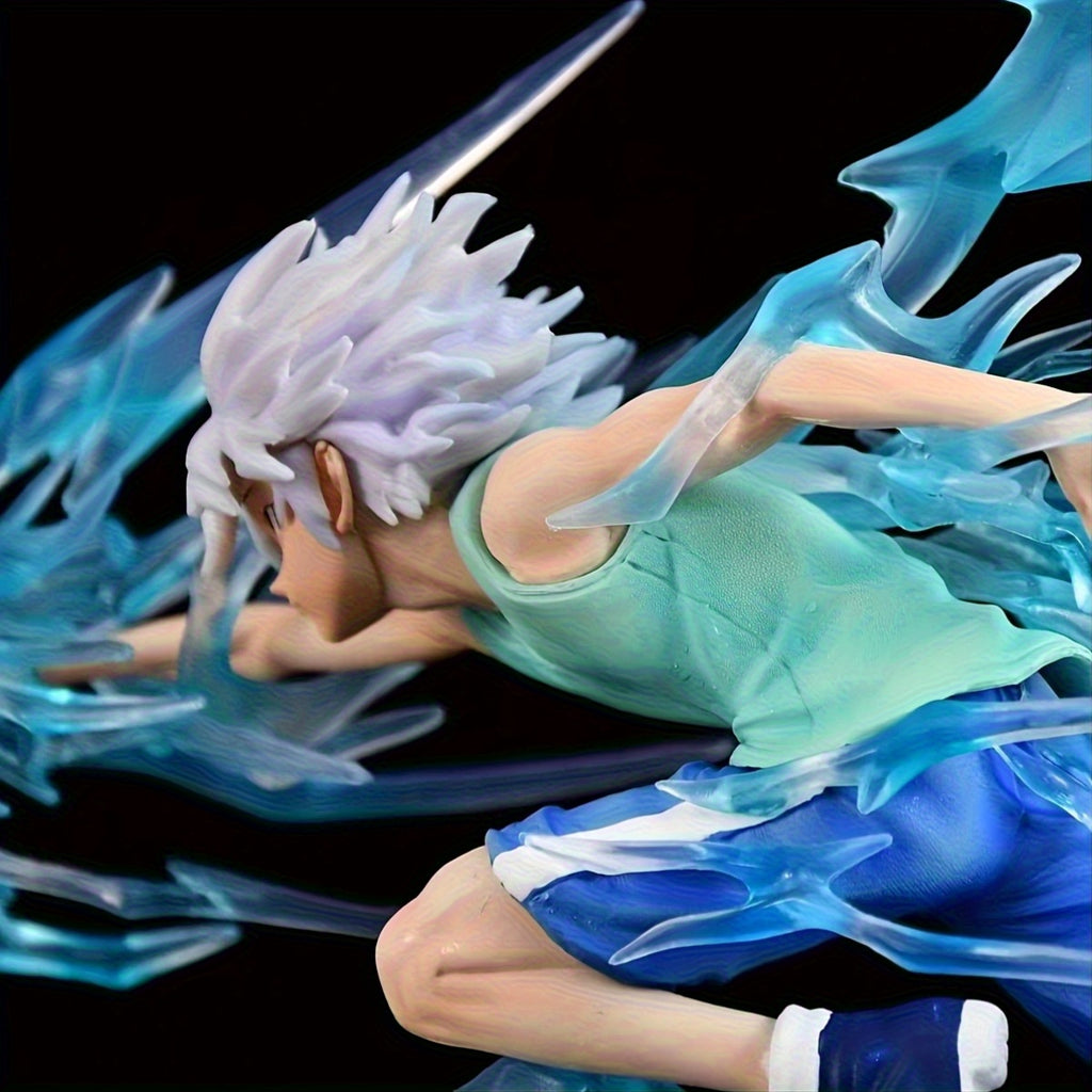 Blue Lightning Thorn Anime Character, White-haired Youth Battle Pose, Exquisite PVC Figure