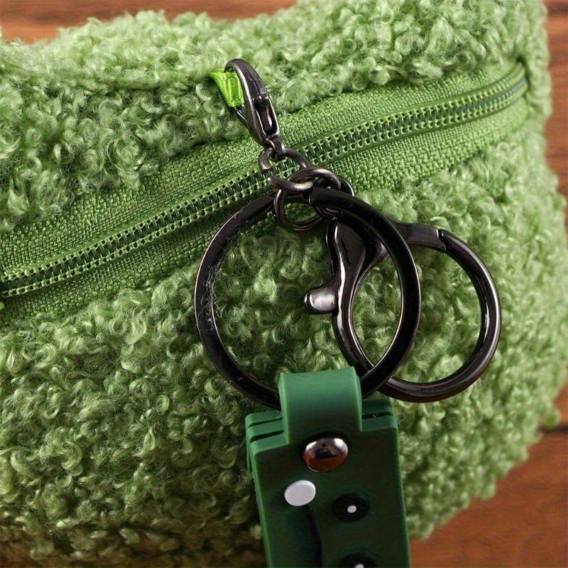 Adorable Green Frog Plush Keychain Wallet – Soft Faux Fur Zippered Pouch for Coins, Earphones & Small Items