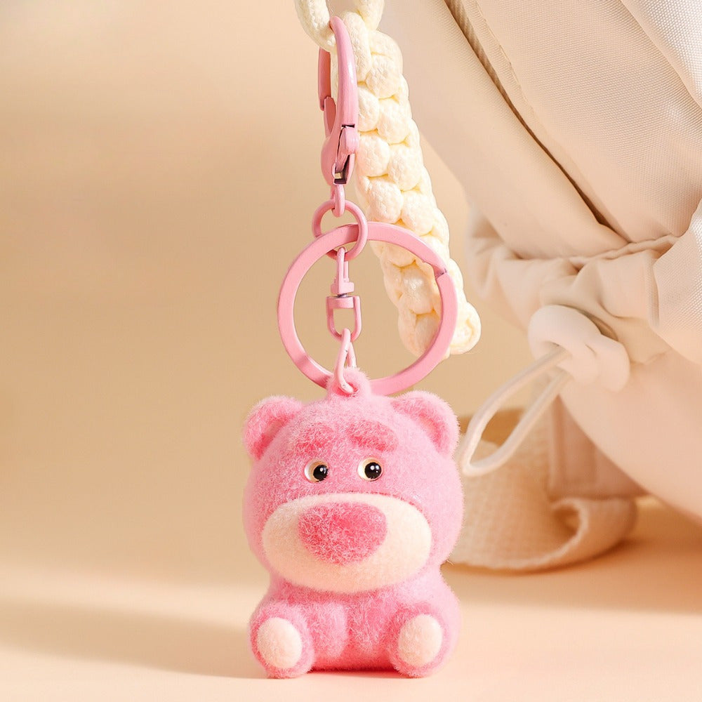 Disney Cute Cartoon Strawberry Bear Keychain Bag Decoration Creative Gift Women'S Keychain
