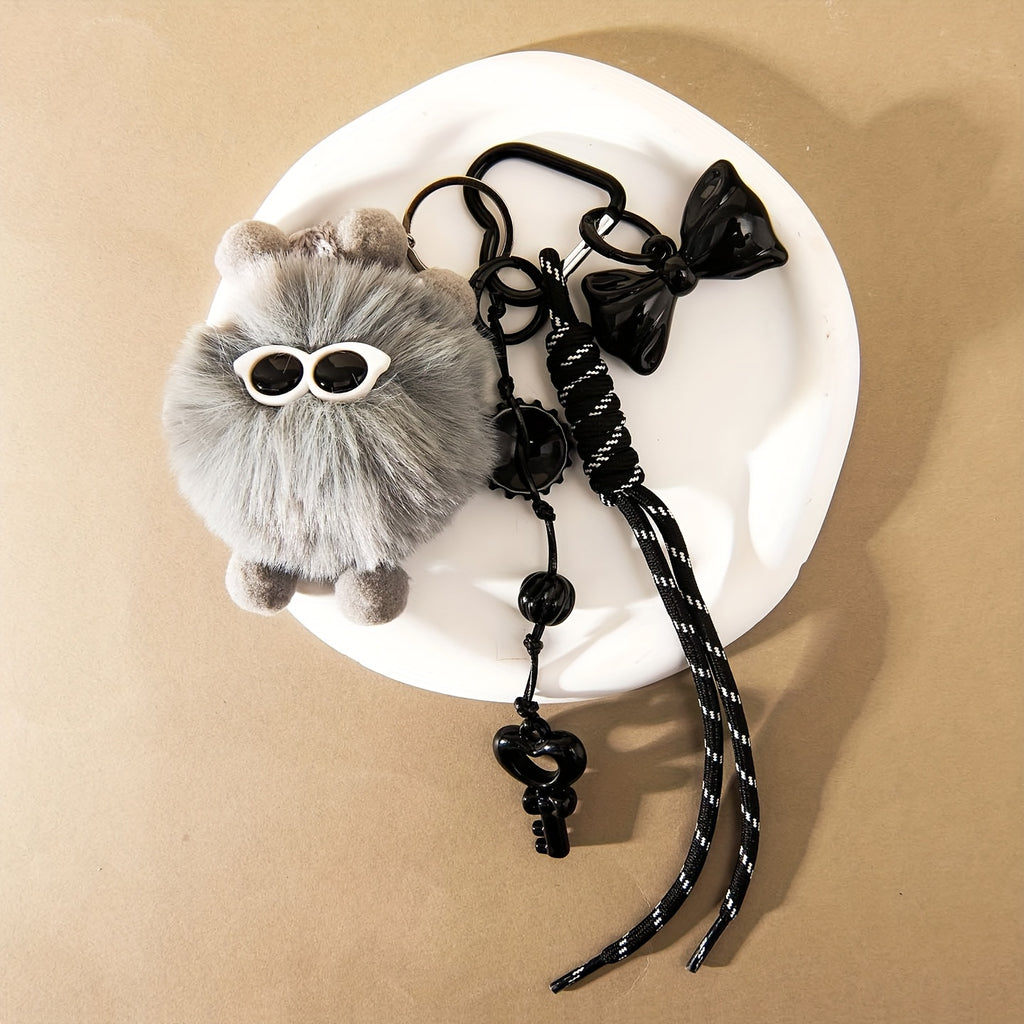 Cute Fluffy Keychain - Plush-like Ball Pendant with Beige\u002F keychain, Birthday\u002FGraduation\u002FTeacher's Day Gifts for Women & Men