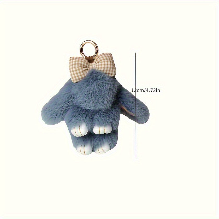 1pc Plush Bunny Keychain - Pastel Pink, Soft Fluffy Bunny Pendant Charm with Loop, Lightweight Bag Accessory for Women