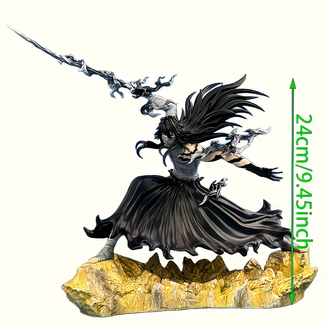 Anime Action Figure with Sword - Dynamic Bandaged Upper Body & Dark Hairstyle - Stable Base for Display - Perfect for Halloween, Christmas Decor, Anime Collections - PVC Collectible Figurine - Ideal Gift for Anime Fans, Anime Figurine