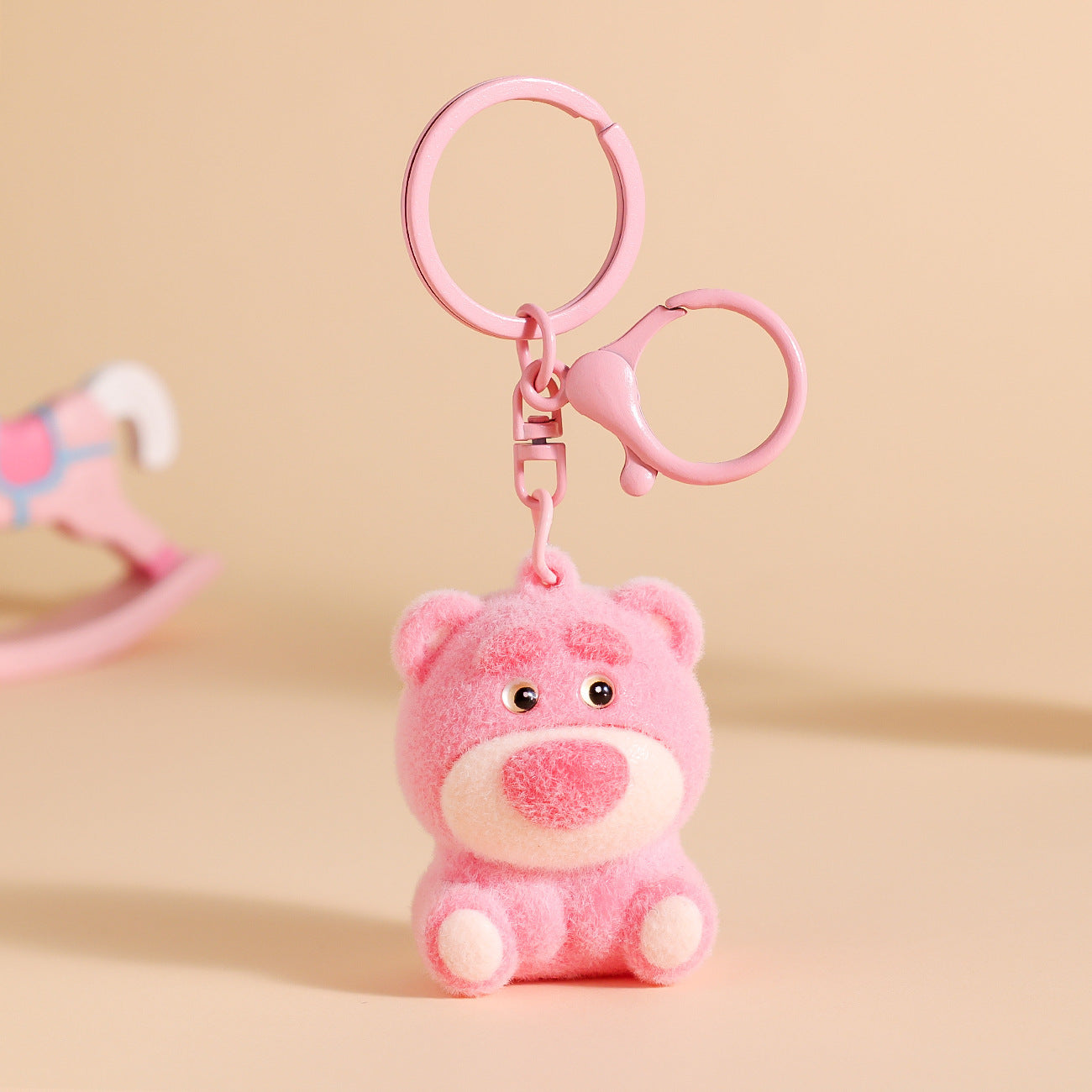 Disney Cute Cartoon Strawberry Bear Keychain Bag Decoration Creative Gift Women'S Keychain