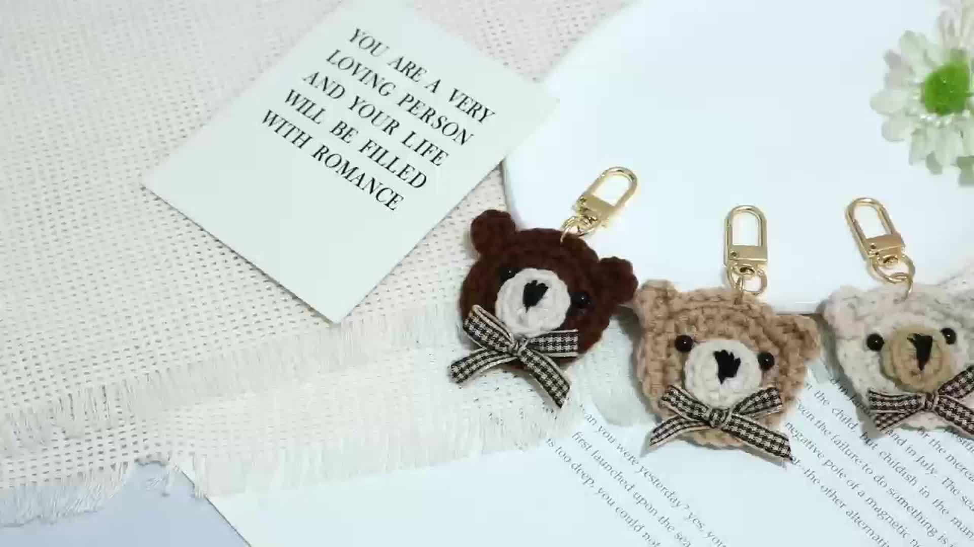 Weaving Bear Keychain Cute Animal Key Ring Purse Bag Backpack Car Charm Earbud Case Accessory Women Girls Gift Wedding Party Gifts