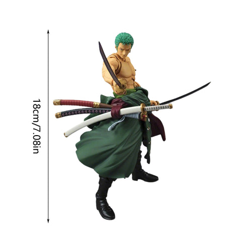 Anime Action Figure Collectible PVC Dynamic Pose with Sword & Expressive Eyes - Green Hair & Outfit, Display Base Included - Perfect Gift for Anime Fans, Home\u002FOffice Decor, Durable PVC Material