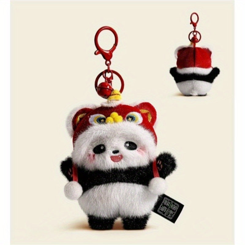 Cute Plush Panda Plush Keychain & Bag Charm - Soft Fluffy Ears & Expressive Eyes, Snap Hook Closure