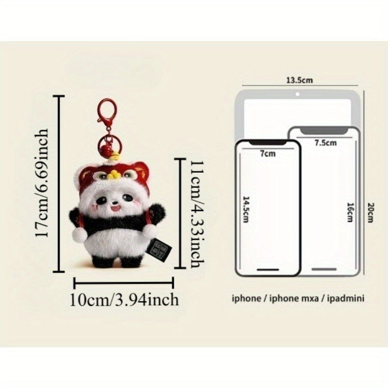 Cute Plush Panda Plush Keychain & Bag Charm - Soft Fluffy Ears & Expressive Eyes, Snap Hook Closure