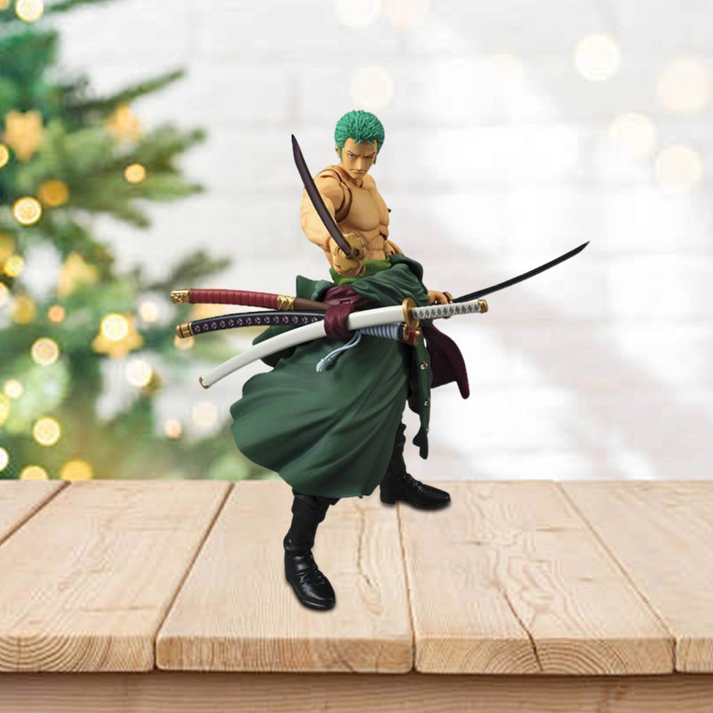 Anime Action Figure Collectible PVC Dynamic Pose with Sword & Expressive Eyes - Green Hair & Outfit, Display Base Included - Perfect Gift for Anime Fans, Home\u002FOffice Decor, Durable PVC Material
