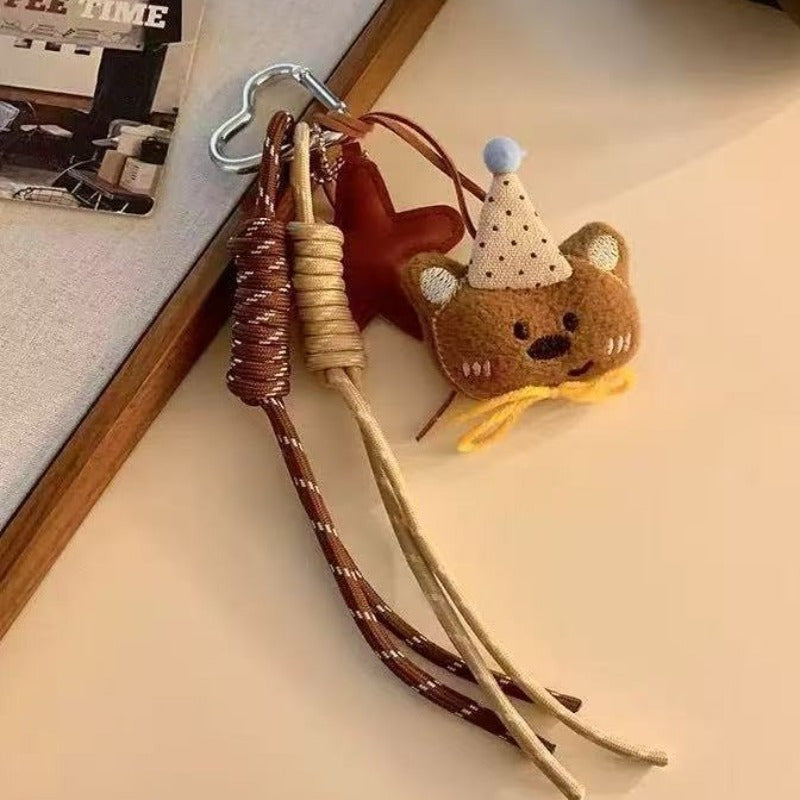 Cute Bear Keychain Set 3pcs Cute Plush Bear Keychain Set - Multifunctional Carabiner Rope | Bag, Phone, and Key Accessories