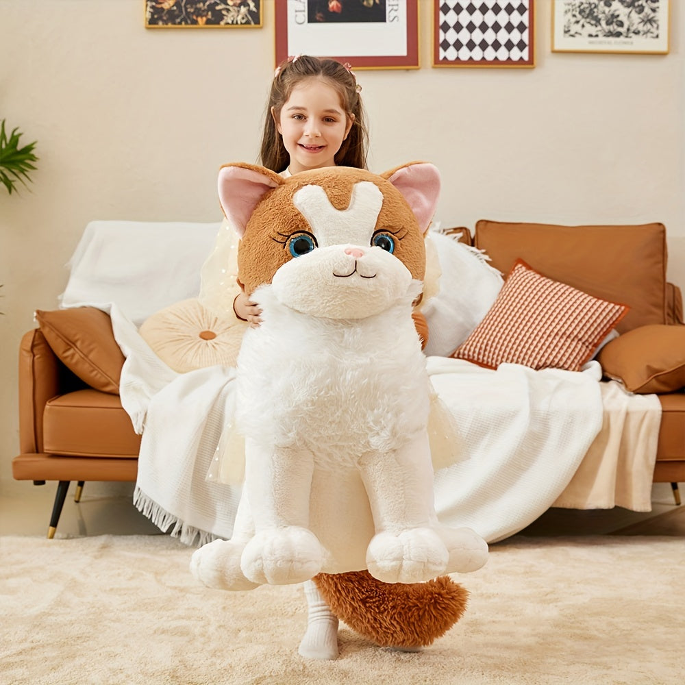 IKASA 23 Inches Giant White Ragdoll Cat Stuffed Animal Plush Toy, Large Big Jumbo Soft Toys, Huge Size Cute Fluffy Plushy Fat Oversized Plushie, Gifts For Kids Girls Boys