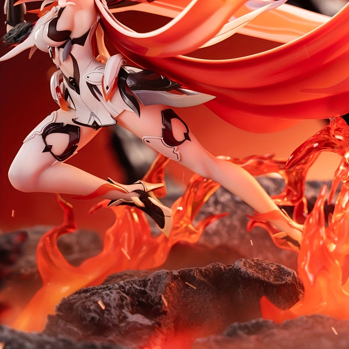 Dynamic PVC Sword-Wielding Character Figure - Intricate Home Decor & Car Ornament, White Hair & Red Flame Design, Perfect for Collectors, Birthdays, and Holiday Gifts, Car Figurine Decor